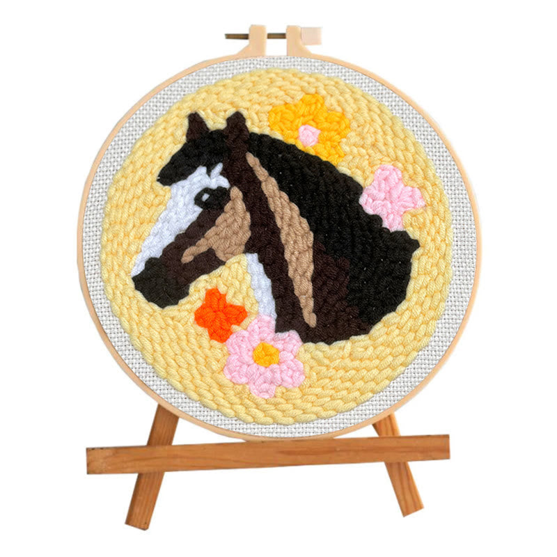 Horse Punch Needle Kit - Easy Diy Craft | Wall Hanging Decor - Horse Punch Needle Kit - image 1