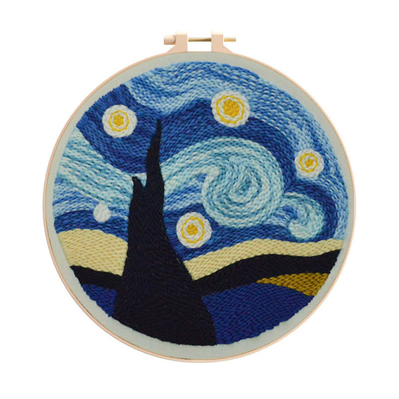 Starry Night Sky Punch Needle Kit - Beginner's Needle Set | Diy Landscape Craft - Starry Night Sky Punch Needle Kit - image 0