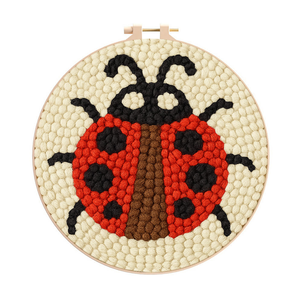 Ladybug Punch Needle Kit - Beginner Needlework Kit | Diy Yarn Craft - 20cm*20cm - image 1