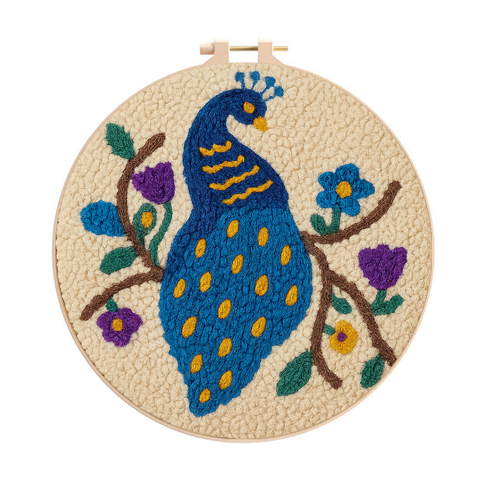 Charming Peacock Punch Needle Kit - Unique Room Decoration | Nice Handicraft For Animal Lovers - 20cm*20cm - image 1