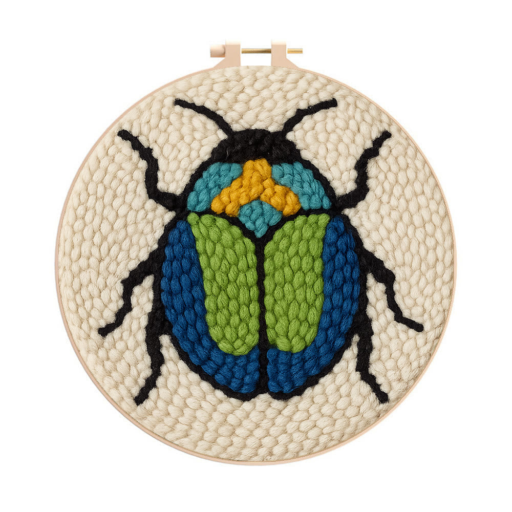 Scarab Beetle Punch Needle Kit - Creative Wall Decor | Diy Insect Artwork Gift - 20cm*20cm - image 1