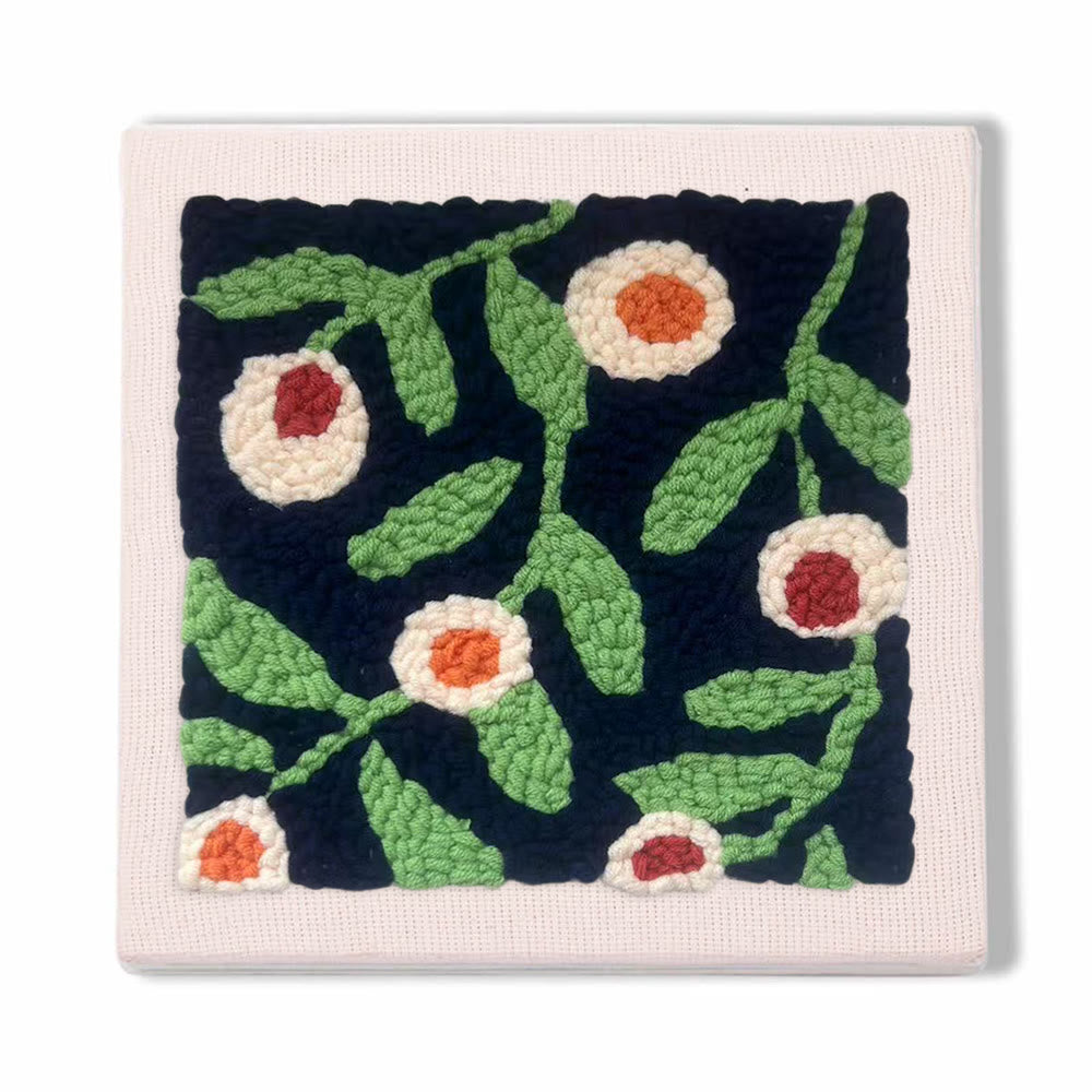 Blooming Flower Square Punch Needle Kit - Handmade Home Decoration | Floral Craft For Mom - 25*25 - image 1