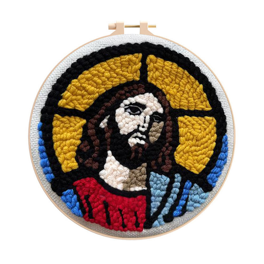 Jesus Christ Punch Needle Kit - Religious Wall Hanging | Diy Handmade Craft - 20cm*20cm - image 1