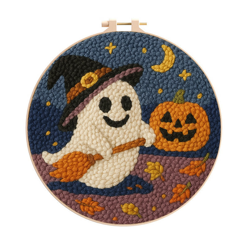 Happy Halloween Ghost Punch Needle Kit - Adorable Halloween Decor | Nice Holiday Handicraft - 20cm*20cm - image 1