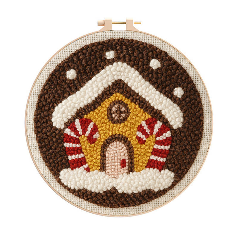 Gingerbread House Punch Needle Kit - Handmade Christmas Ornaments | Perfect For Christmas Coasters - 20cm*20cm - image 1
