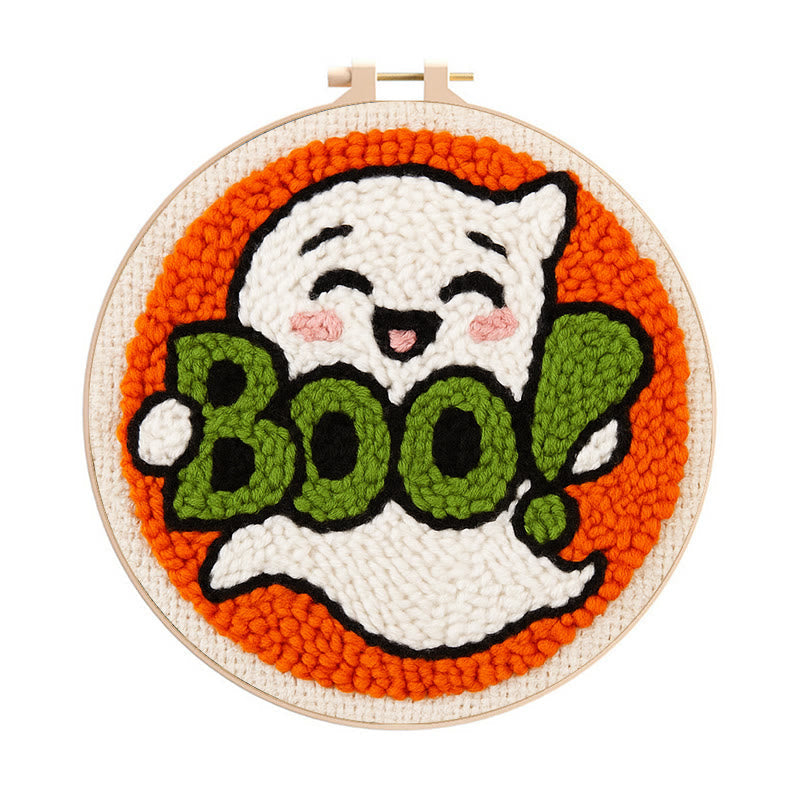 Boo Ghost Punch Needle Kit - Creative Yarn Craft | Special Desk Decoration - 20cm*20cm - image 1