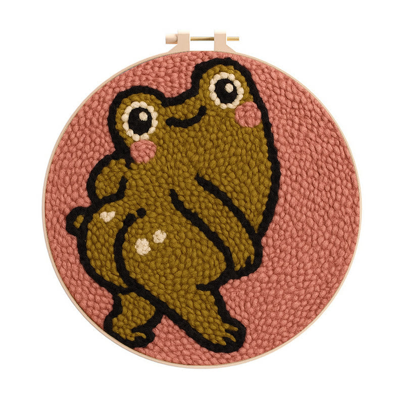 Cheeky Forg Punch Needle Kit - Cute Animal Decor | Handmade Art Craft - 20cm*20cm - image 1