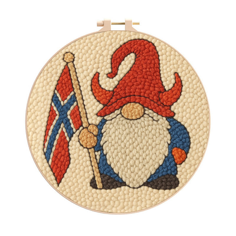 Patriot Gnome Punch Needle Kit - Diy Handmade Craft | Perfect Home Decor - 8 inch Hoop Kit - image 0