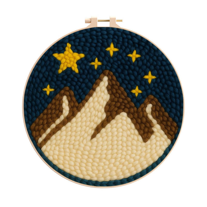 Desert Night Punch Needle Kit - Landscape needle artwork | Beginner Friendly Craft - 8 inch Hoop Kit - image 0
