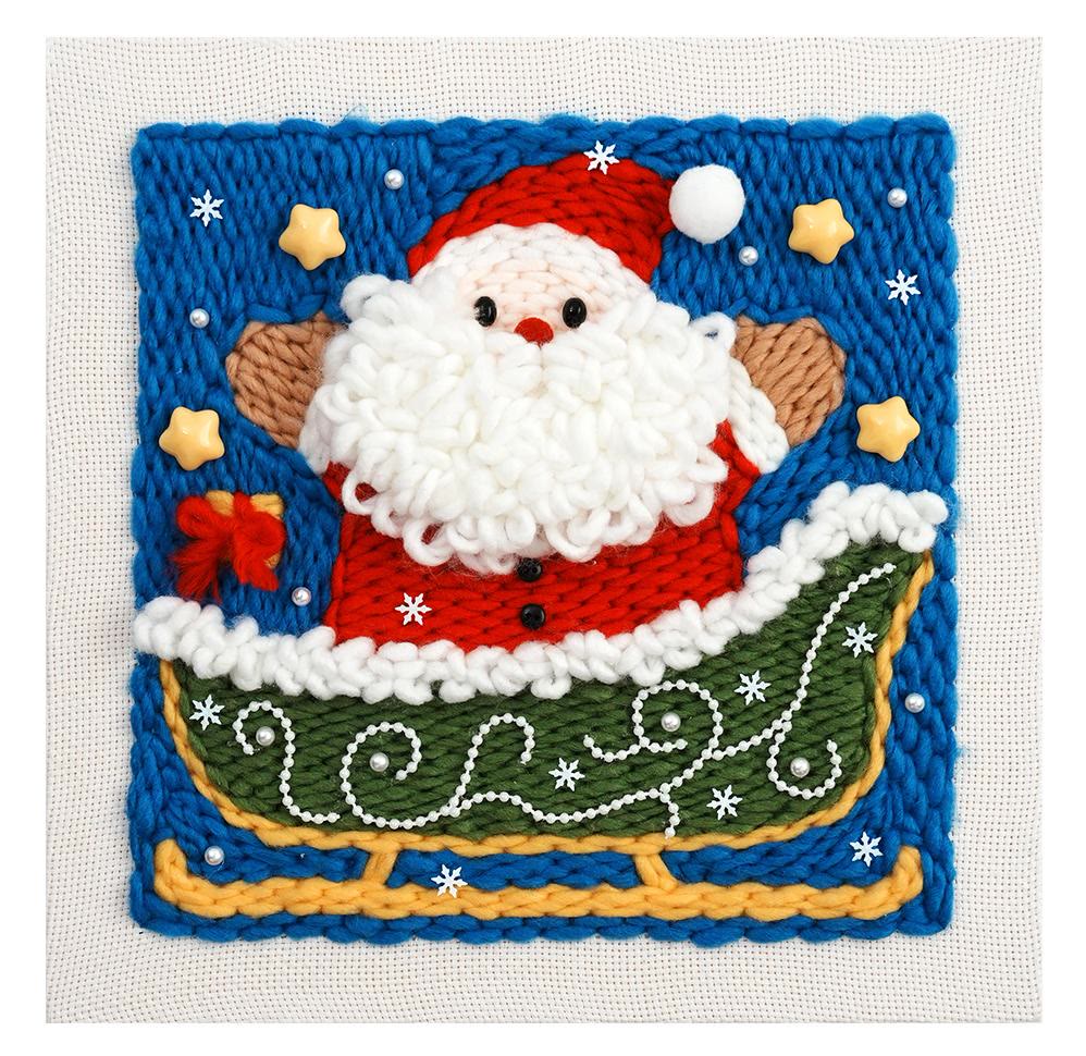 Christmas Series Square Punch Needle Kit - Personalized Needle Craft | Nice Christmas Decorative Gifts - Santa Claus - image 0