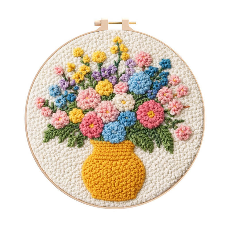 Vibrant Floral Bouquet Punch Needle Kit – Exquisite Handcraft | Perfect Gift For Plant Lovers - 8 inch Hoop Kit - image 0