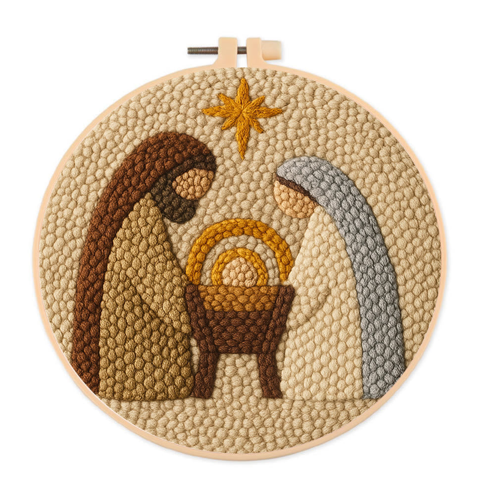 Christmas Nativity Punch Needle Kit - Diy Christmas Pattern | Perfect Wall Hanging - 8 inch Hoop Kit - image 0