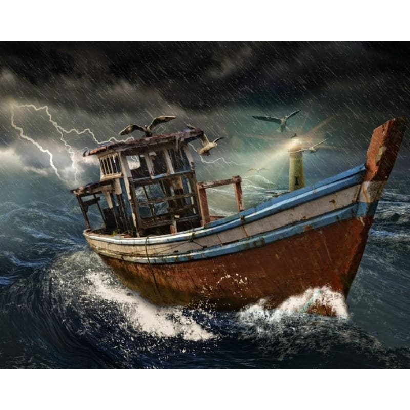 Boat Diy Paint By Numbers Kits VM92100 - NEEDLEWORK KITS