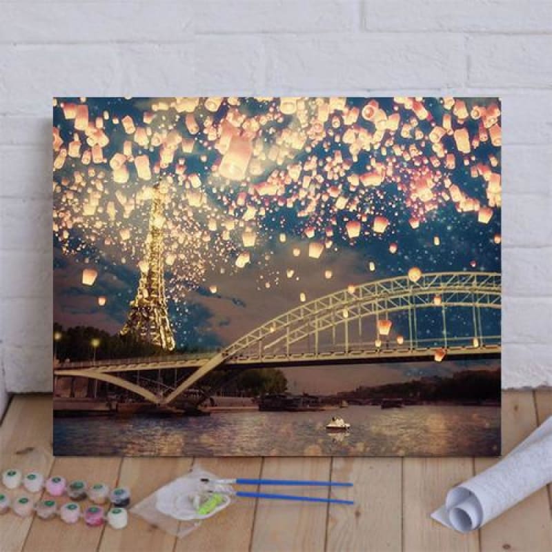 Love Wish: Lanterns Over Paris Paint By Numbers Kit