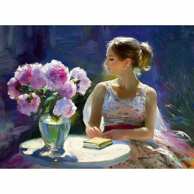 Portrait Woman Diy Paint By Numbers Kits PBN90273 - NEEDLEWORK KITS