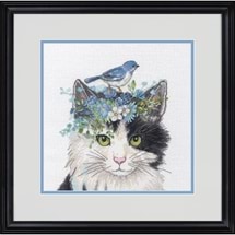 Floral Crown Cat Counted Cross Stitch kit