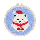 Cute Polar Bear Punch Needle Kit - Christmas Home Decor |  Diy Animal Handcraft  - 20cm*20cm - image 1