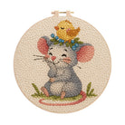 Smiling Mouse With Chick Punch Needle Kit - Adorable Animal Craft For Child | Nice Birthday Handicraft - 20cm*20cm - image 1