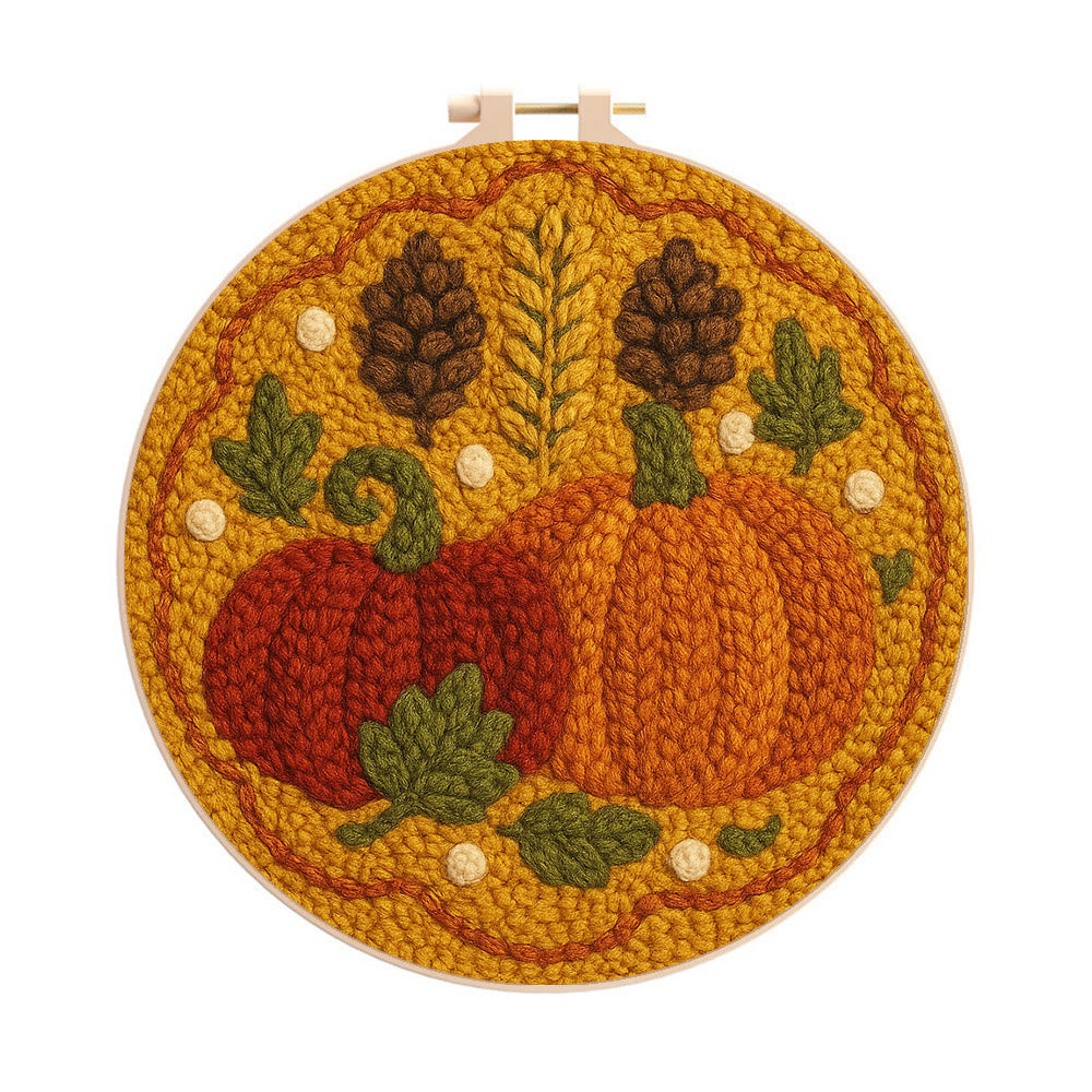  Autumn Pumpkin Punch Needle Kit - Halloween Vibes Handicraft | Unique Thanksgiving Gifts | Diy Home Decor   - 20cm*20cm - image 1