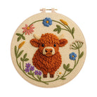 Floral Cow Punch Needle Kit - Diy Punch Needle Coaster | Adorable Animal Artcraft | Handmade Birthday Gifts  - 8 inch Hoop Kit - image 1