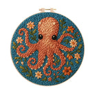 Floral Octopus Punch Needle Kit - Diy Punch Needle Coaster | Whimsical Handmade Artwork | Creative Gift For Friends - 8 inch Hoop Kit - image 0