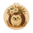 Daisy Hedgehog Punch Needle Kit - Diy Floral Craft | Lovely Animal Needlework  - 8 inch Hoop Kit - image 0