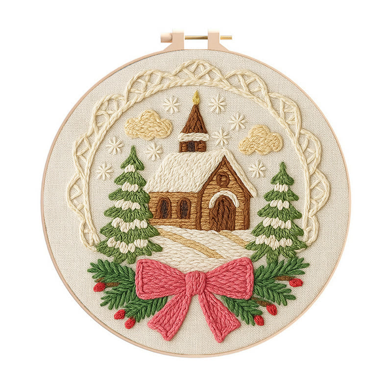 Warm House Punch Needle Kit - Unique Christmas Handicraft | Perfect Gift For Friend - 8 inch Hoop Kit - image 0