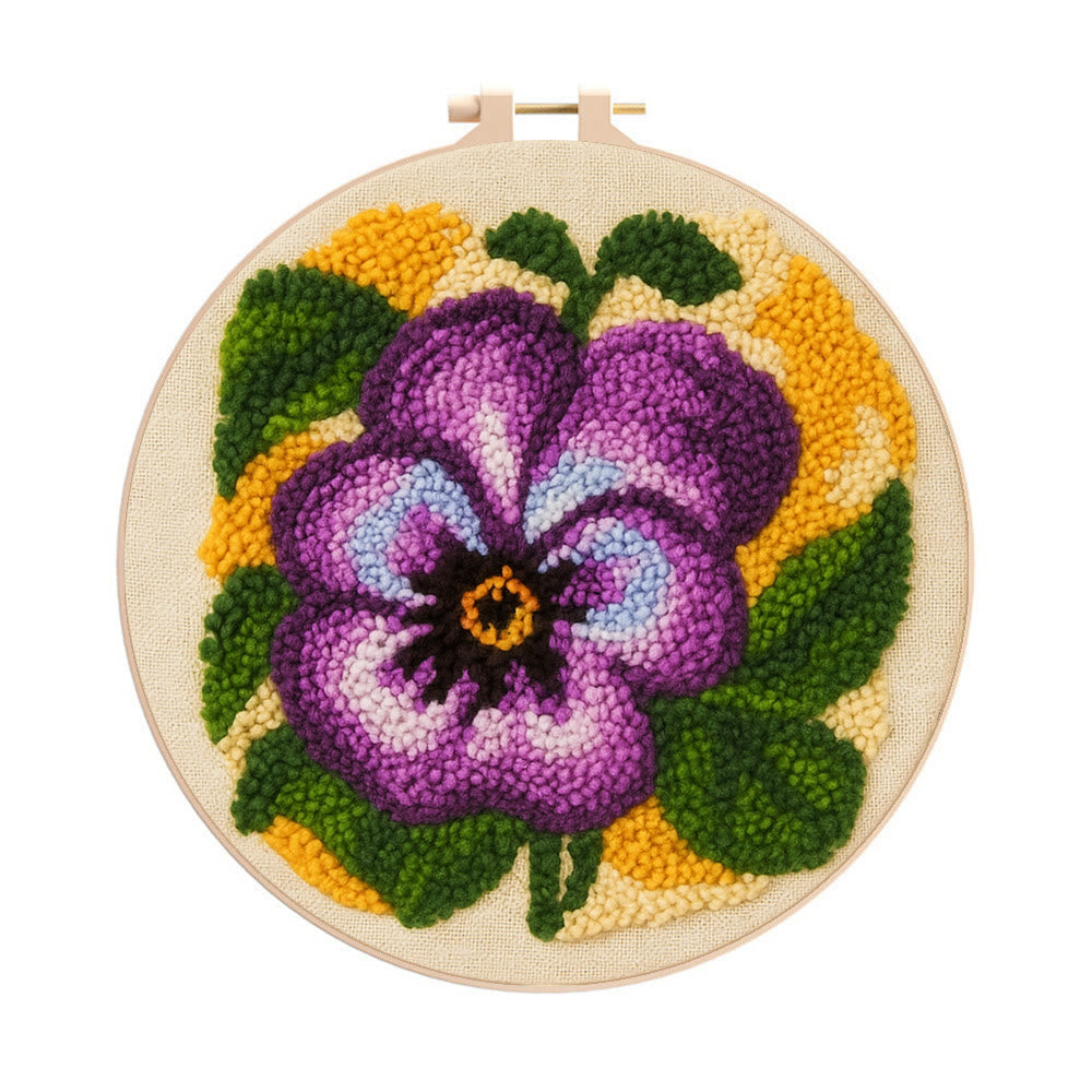 Purple Flower Punch Needle Kit - Stunning Flower Craft | Diy Handmade Craft For Mom - 8 inch Hoop Kit - image 0