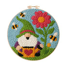 Cute Gnome Punch Needle Kit – Beginner-Friendly DIY Set | Colorful Garden Decor Craft - 8 inch Hoop Kit - image 0