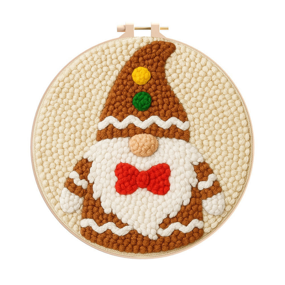 Cute Gnome Punch Needle Kit – Beginner-friendly Project | Charming Handmade Decorative Wall Art - 8 inch Hoop Kit - image 0