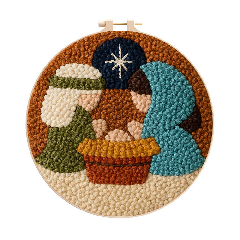 Nativity Scene Themed Punch Needle Kit – Easy DIY Choice | Fun Handmade Craft - 8 inch Hoop Kit - image 0