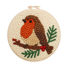 Branch-Perched Robin Punch Needle Kit – Delightful Decor Addition | Uncomplicated Handcraft Art - 8 inch Hoop Kit - image 0