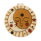 Whimsical Sun Moon Face Punch Needle Kit – Beginner-friendly Handcraft | Creative Decor Hanger - 8 inch Hoop Kit - image 0