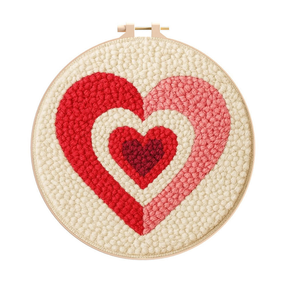 Gradient Layered Heart Punch Needle Kit – Valentine's Day Gifting Selection | Cozy Home Decor - 8 inch Hoop Kit - image 0
