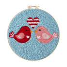 Stripe Heart Red Pink Bird Punch Needle Kit – Novice-accessible Diy Endeavor | Romantic Decor Essential - 8 inch Hoop Kit - image 0