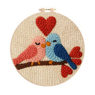 Blush Blue Cuddling Bird Heart Punch Needle Kit – Beginner-easy Diy Undertaking | Sweet Gifting Standout - 8 inch Hoop Kit - image 0