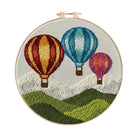 Vibrant Hot Air Balloon Landscape Punch Needle Kit – Cozy Indoor Decor Piece | Delightful Handmade Craft - 8 inch Hoop Kit - image 0