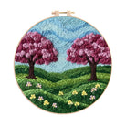 Spring Cherry Blossom Twin Trees Punch Needle Kit – Fresh Spring Decor Hanger | Newbie-friendly Diy Craft - 8 inch Hoop Kit - image 0