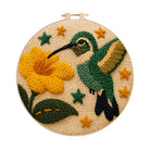 Hummingbird With Yellow Flower And Star Detail Punch Needle Kit – Easy-to-master Diy Craft | Elegant Decor Pendant - 8 inch Hoop Kit - image 0