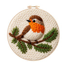 Cheerful Robin Branch Punch Needle Kit – Simple Handcraft Diy | Easy-to-make Decorative Pendant - 8 inch Hoop Kit - image 0
