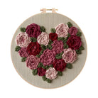 Heart-shaped Rose Bouquet Punch Needle Kit – Thoughtful Gift For Her | Exquisite Decorative Pendant - 8 inch Hoop Kit - image 0