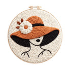 Floral Hat Lady Silhouette Punch Needle Kit - Fun Handcraft Option | Beginner Friendly Home Accent Pick - 8 inch Hoop Kit - image 0