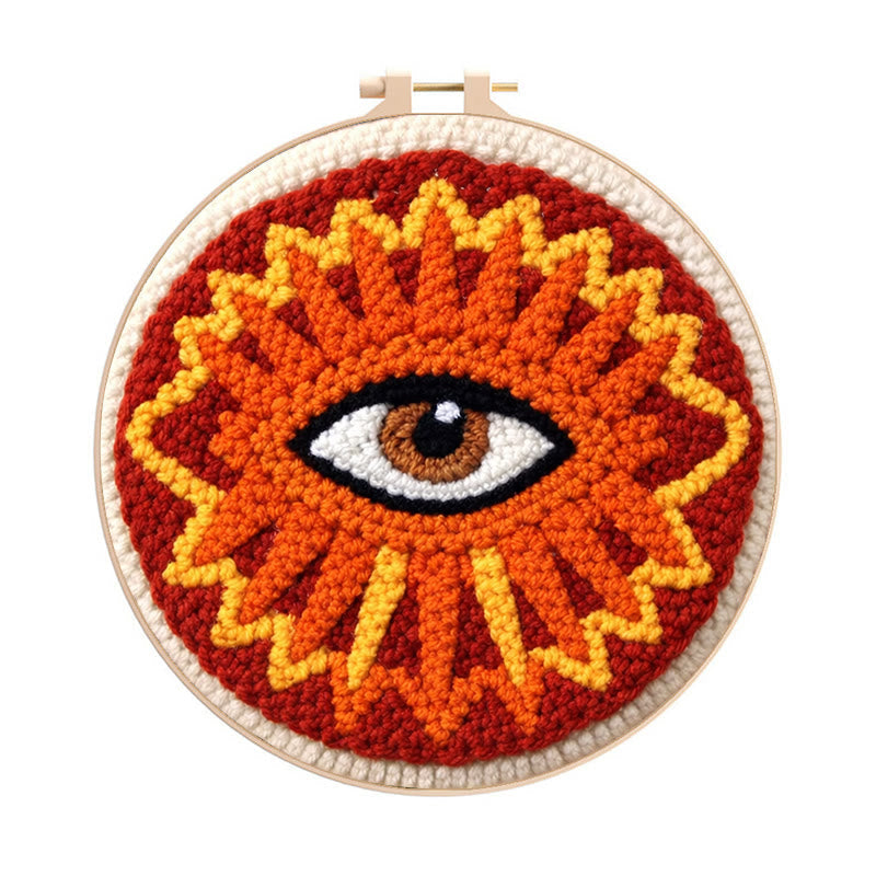 Sunburst Eye Design Punch Needle Kit - Unique Craft Creation | Playful Home Styling Piece - 8 inch Hoop Kit - image 0