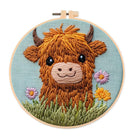 Floral Cow Punch Needle Kit - Adorable Animal Craft | Easy For Adults And Children - 8 inch Hoop Kit - image 0