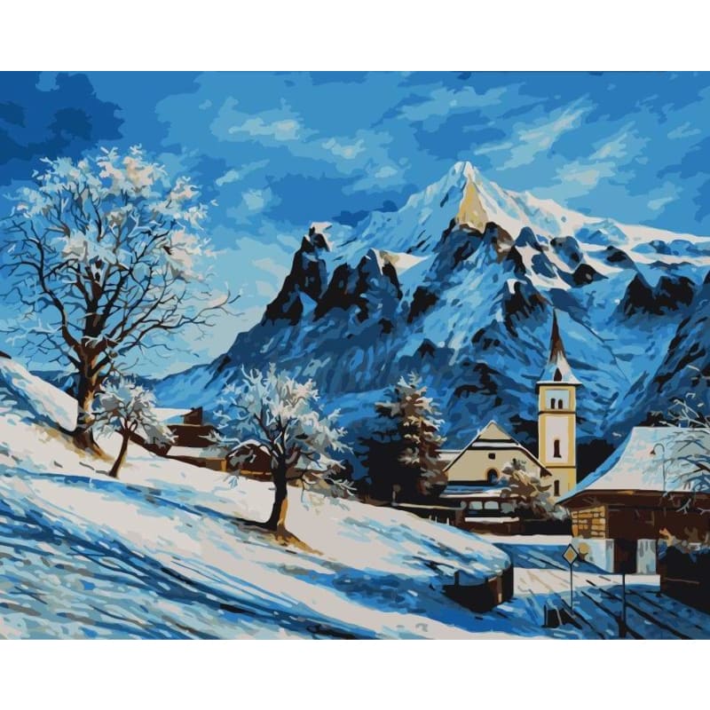 Landscape Mountain cottage Diy Paint By Numbers Kits WM-019 - NEEDLEWORK KITS