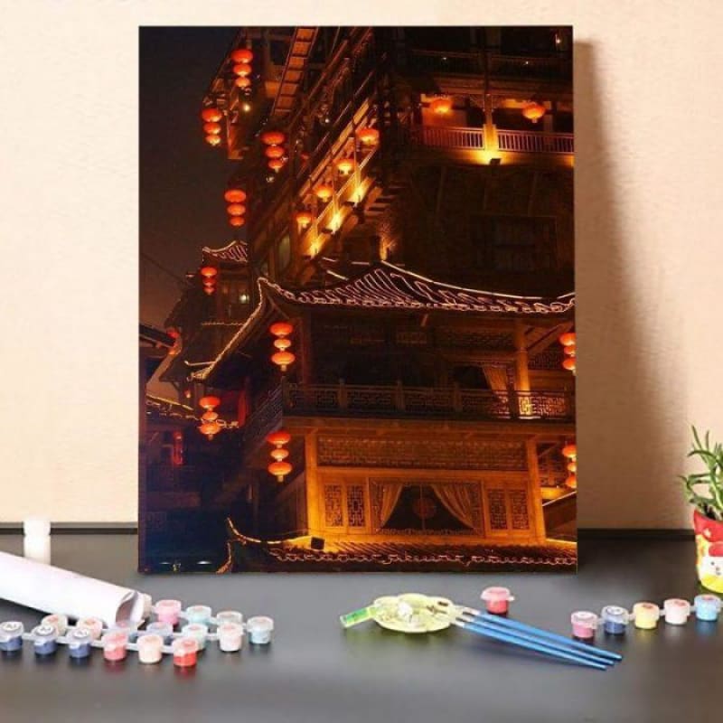 Paint by Numbers Kit-Lamp house